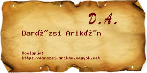 Darázsi Arikán névjegykártya